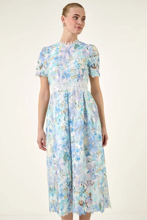 Roman Blue Watercolour Lace Dr - 18 Image 4