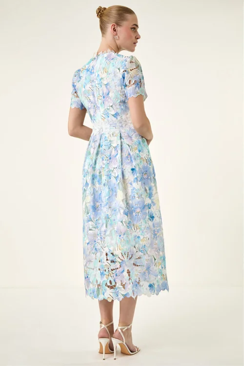 Roman Blue Watercolour Lace Dr - 18 Image 3