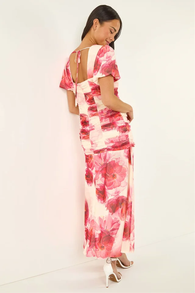 Roman Pink P Ruched Dress