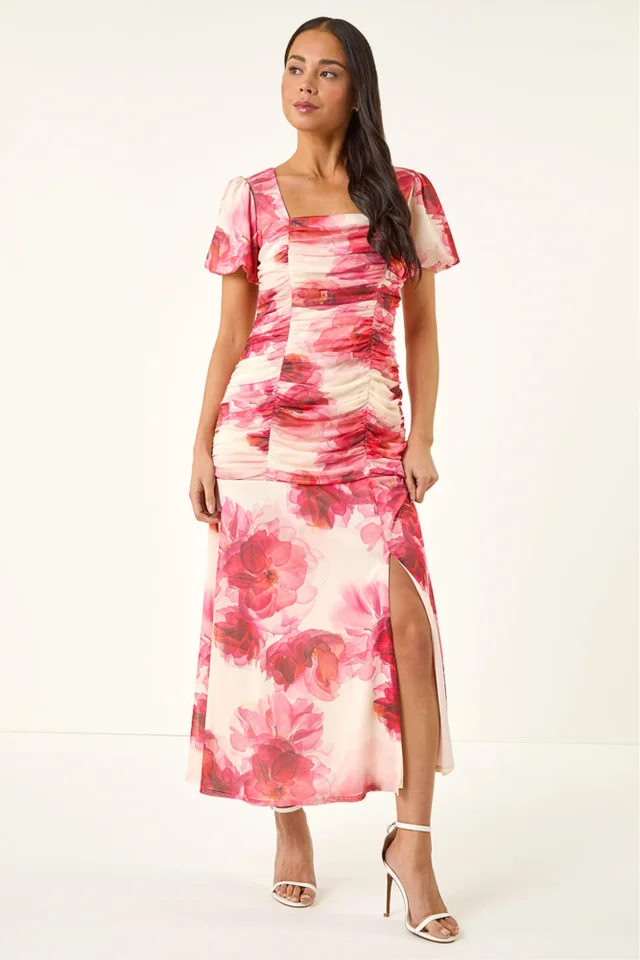 Roman Pink P Ruched Dress