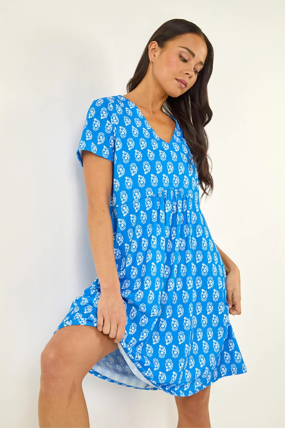 Roman Turquoise Petite V-Neck Pocket Dress - 16 Image 1