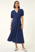 Roman Navy Wrap Bodice Belted Midi Dress - 18 Image 1