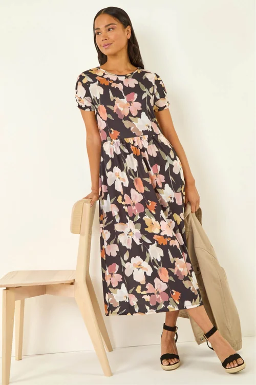 Roman Rose Petite Floral Pocket Midi Dress - 12 Image 1