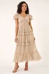 Roman Ivory Polka Dot Frill Mesh Maxi Dress - 12 Image 4