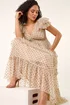 Roman Ivory Polka Dot Frill Mesh Maxi Dress - 12 Image 3