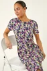 Roman Navy Petite Floral Side Tie Midi Dress - Size 8 Image 1