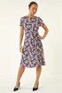 Roman Navy Petite Floral Side Tie Midi Dress - Size 8 Image 2