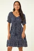 Roman Navy Petite Ditsy Spot Frill Dress - 8 Image 4