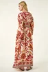 Roman Stone Floral Border Print Maxi Dress - One Size Image 3