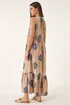 Roman Mocha Embroidered Tie Front Maxi Dress - One Size Image 3