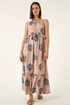 Roman Mocha Embroidered Tie Front Maxi Dress - One Size Image 2