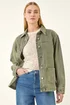 Roman Khaki Denim Button Front Pocket Jacket - Size 16 Image 4