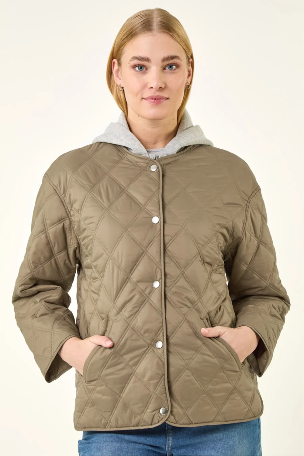Roman Khaki Quilted Hooded Jacket - 20 Image 4