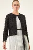 Roman Black Textured Edge To Edge Jacket - 14 Image 3