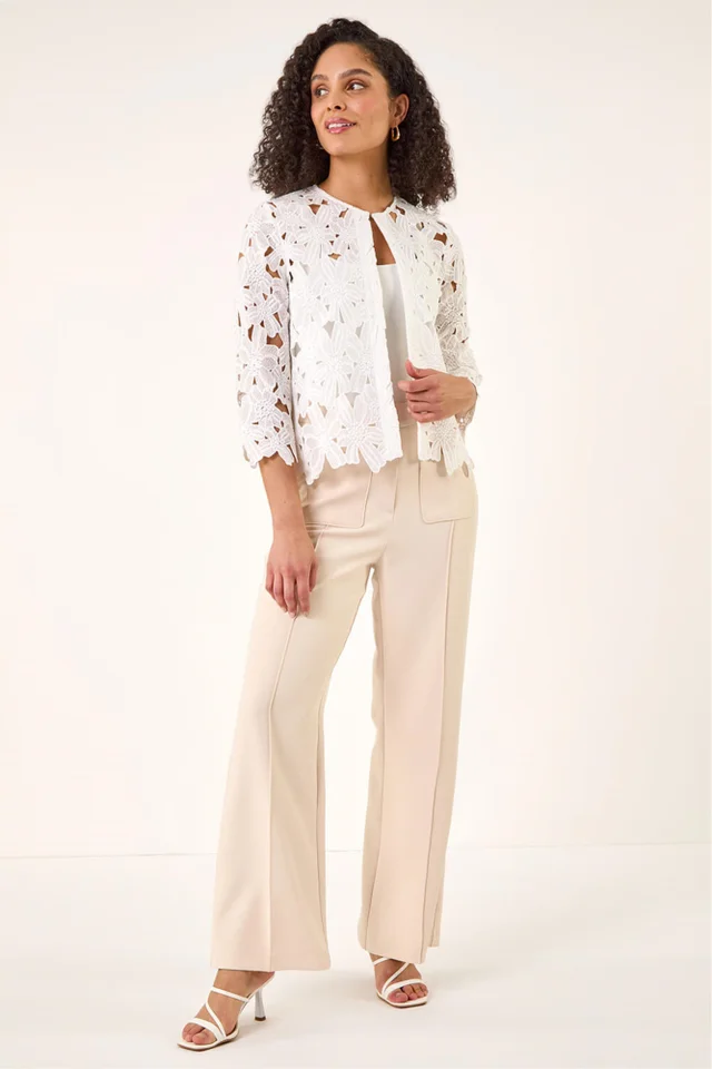 Roman White Crochet Lace Jacket