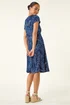 Roman Royal Blue Petite Leaf Print Stretch Dress - 18 Image 3