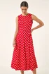 Roman Red Spot Print Panel Midi Dress - 18 Image 4