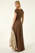 Roman Chocolate Textured Floral Lace Maxi Dress - 10 Image 3