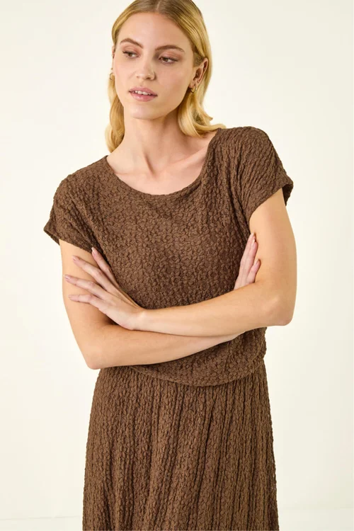 Roman Chocolate Textured Floral Lace Maxi Dress - 10 Image 4