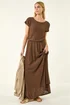Roman Chocolate Textured Floral Lace Maxi Dress - 10 Image 2