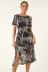 Roman Black Petite Abstract Mesh Puff Stretch Dress - 10 Image 4