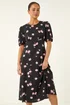Roman Black Petite Floral Stretch Midi Dress - 10 Image 4