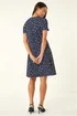 Roman Navy Petite Spot Print Twist Front Dress - 18 Image 3