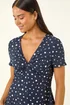 Roman Navy Petite Spot Print Twist Front Dress - 18 Image 4