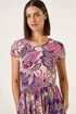 Roman Purple Paisley Print Short Sleeve Midi Dress - 16 Image 4