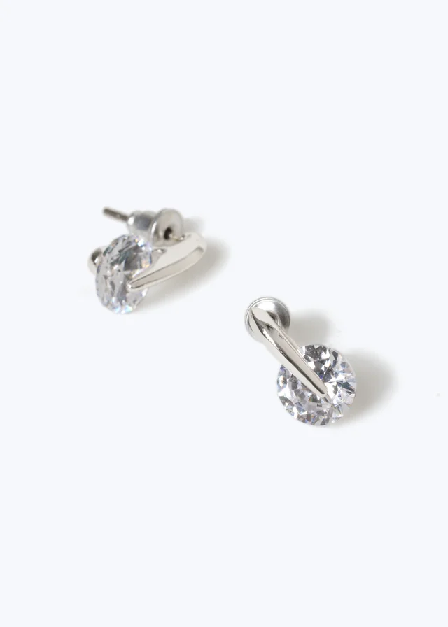 Muse Silver Crystal Stud Earrings
