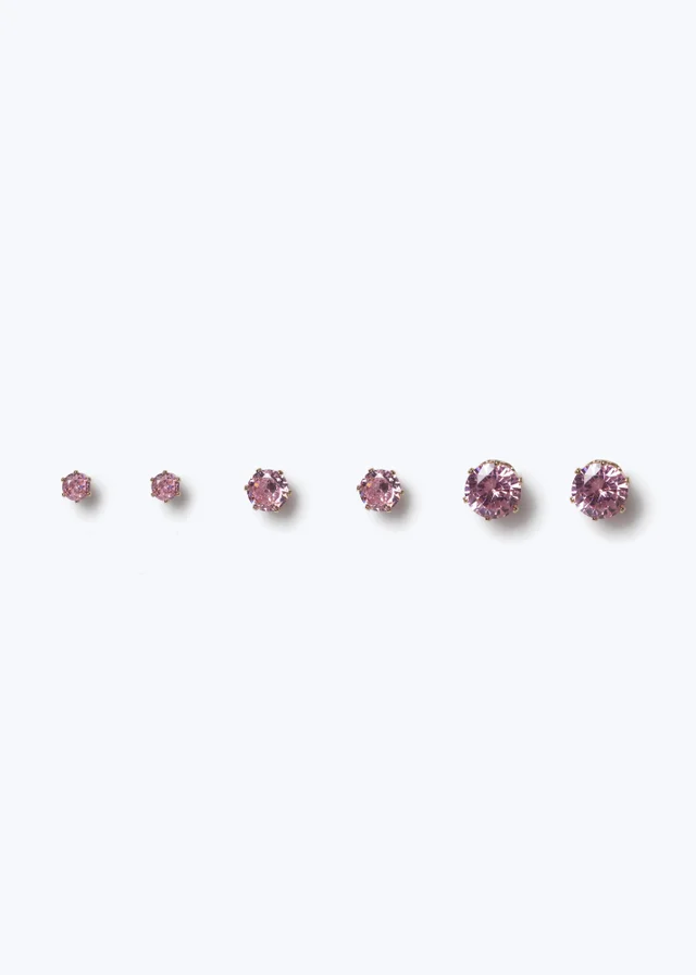 3 Pack Muse Pink Studded Earrings