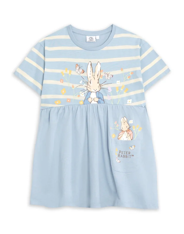 Vanilla Underground Peter Rabbit Girls Blue Stripey Dress (12 mnths - 5 years)