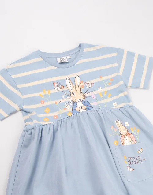 Vanilla Underground Peter Rabbit Girls Blue Stripey Dress (12 mnths - 5 years) - 1.5-2 Yrs Image 3