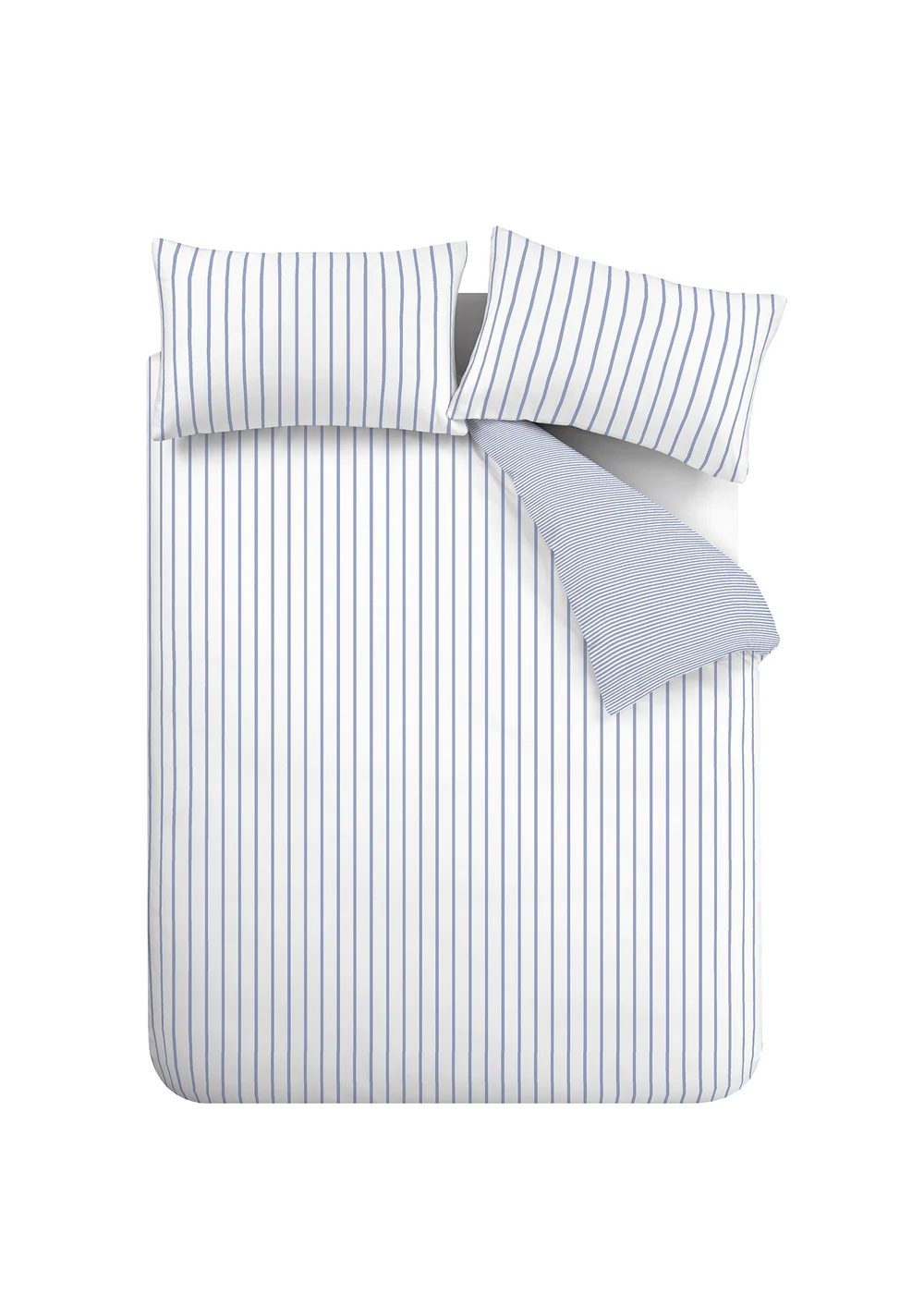 Bianca Fine Linens Hampton Stripe 200 Thread Count Cotton Reversible Duvet Cover Set Blue - Double Image 6