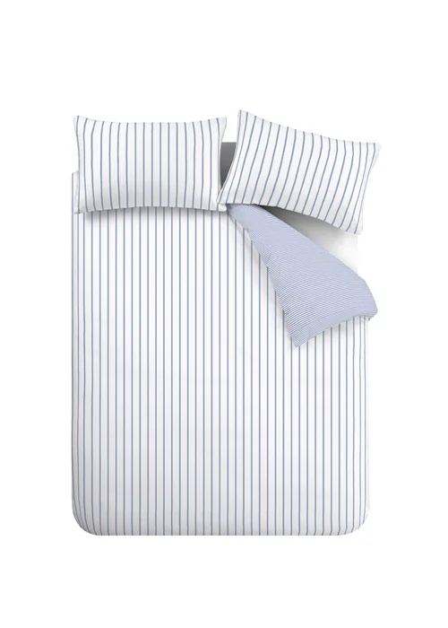 Bianca Fine Linens Hampton Stripe 200 Thread Count Cotton Reversible Duvet Cover Set Blue - Double Image 6