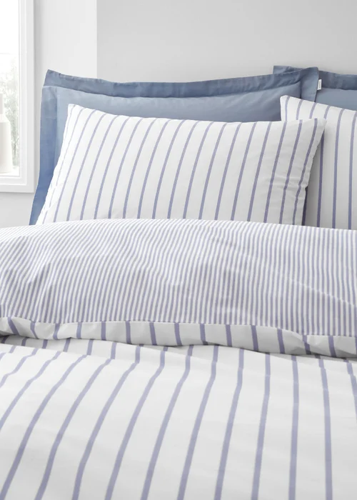 Bianca Fine Linens Hampton Stripe 200 Thread Count Cotton Reversible Duvet Cover Set Blue - Single Image 3