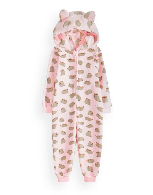 Vanilla Underground Pusheen Girls Pink All-Over Print With Novelty Ears Onesie (9-14 Years) - Age 13-14 Years Image 3