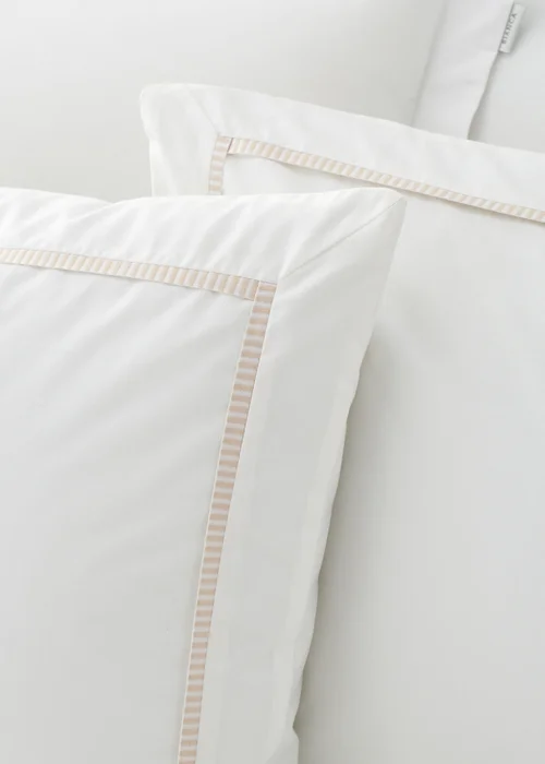 Bianca Fine Linens Contrast Trim 200 Thread Count Cotton Duvet Cover Set Natural - Single Image 3