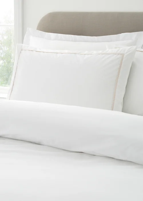 Bianca Fine Linens Contrast Trim 200 Thread Count Cotton Duvet Cover Set Natural - Single Image 2