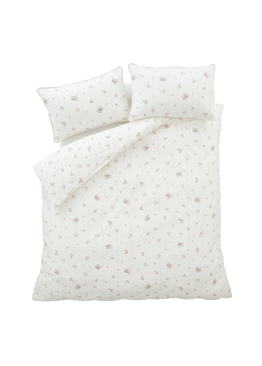 Bianca Fine Linens Vintage Rosebud Lace 200 Thread Count Cotton Reversible Duvet Cover Set Cream - King Image 6