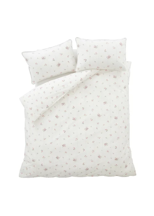 Bianca Fine Linens Vintage Rosebud Lace 200 Thread Count Cotton Reversible Duvet Cover Set Cream - King Image 6