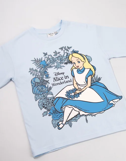 Vanilla Underground Disney Girls Blue Alice In Wonderland T-Shirt (2-10 Years) - 5-6 Yrs Image 3