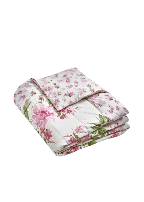 Catherine Lansfield Avebury Floral Reversible Quilted 220x230cm Bedspread Cream - One Size Image 4