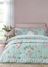 Catherine Lansfield Avebury Floral Reversible Quilted 220x230cm Bedspread Duck Egg Blue - One Size Image 3