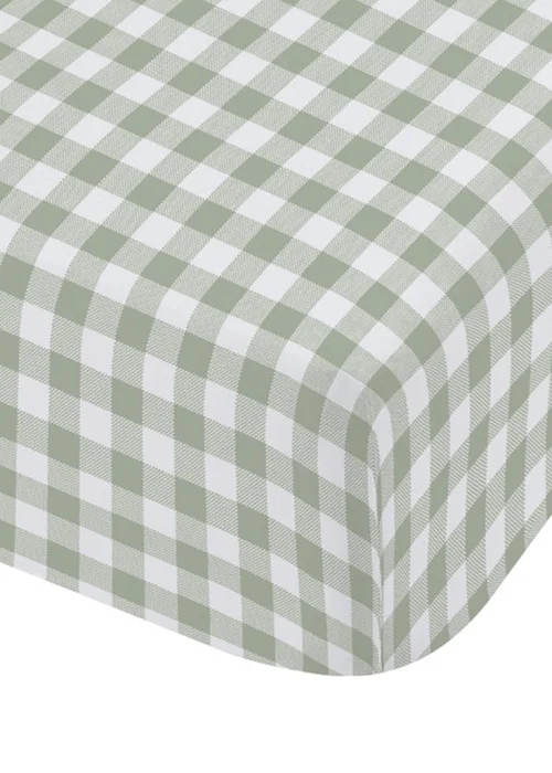Catherine Lansfield Bamford Gingham Check Fitted Sheet Green - Single Image 3