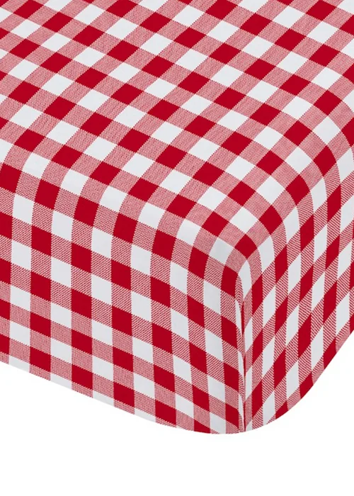 Catherine Lansfield Bamford Gingham Check Fitted Sheet Red - Single Image 3