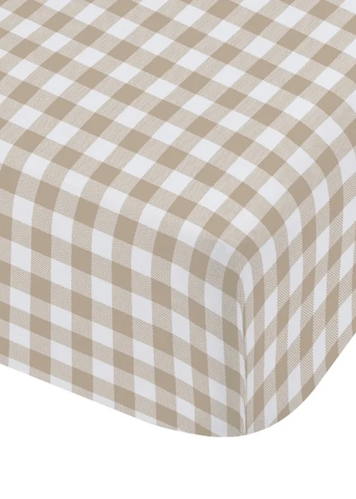 Catherine Lansfield Bamford Gingham Check Fitted Sheet Natural - Single Image 3