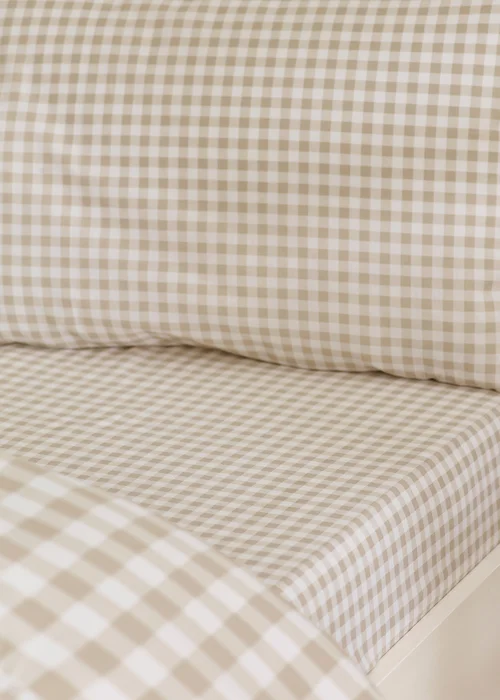 Catherine Lansfield Bamford Gingham Check Fitted Sheet Natural - Single Image 1