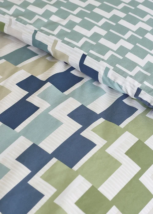 Catherine Lansfield Bryson Geo Reversible Duvet Cover Set Blue - Single Image 4