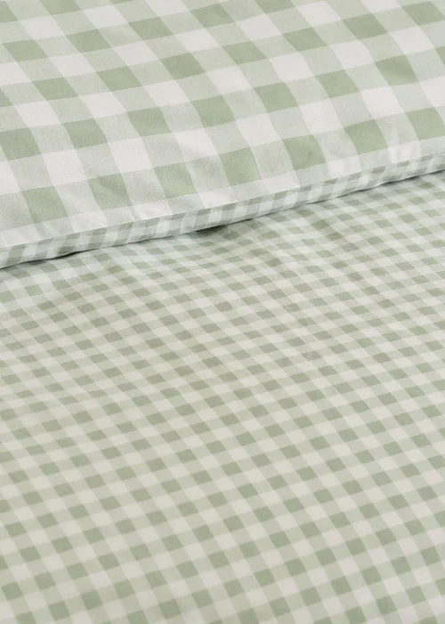 Catherine Lansfield Bamford Gingham Check Reversible Duvet Cover Set Green - Single Image 4